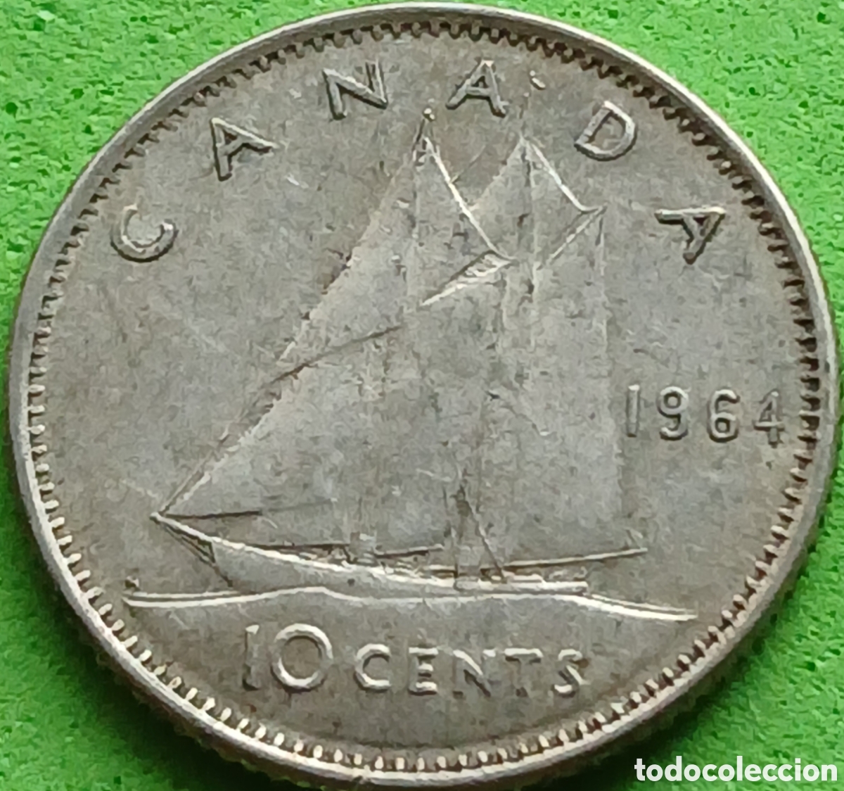 Monedas antiguas de Am&eacute;rica: Canad&aacute; 10 cents 1964 km#51 plata
