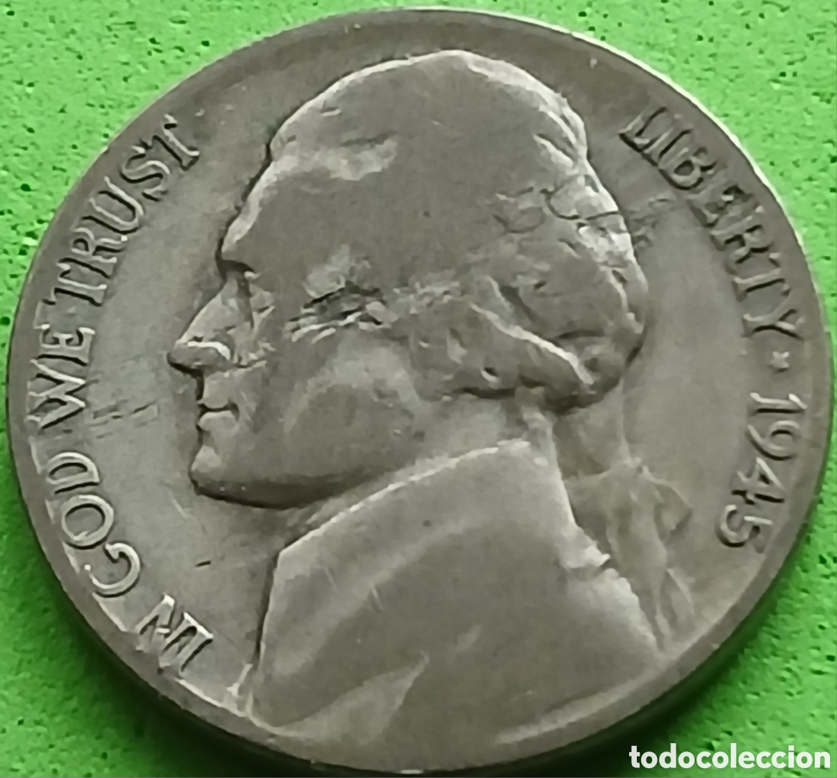 Monedas antiguas de Am&eacute;rica: USA five cents 1945 P km#192a plata