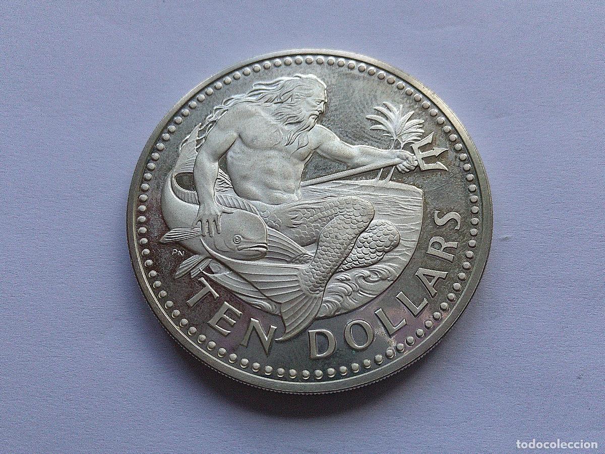 Monedas antiguas de Am&eacute;rica: Barbados 10 d&oacute;lares de plata PROOF 1973 13dz28