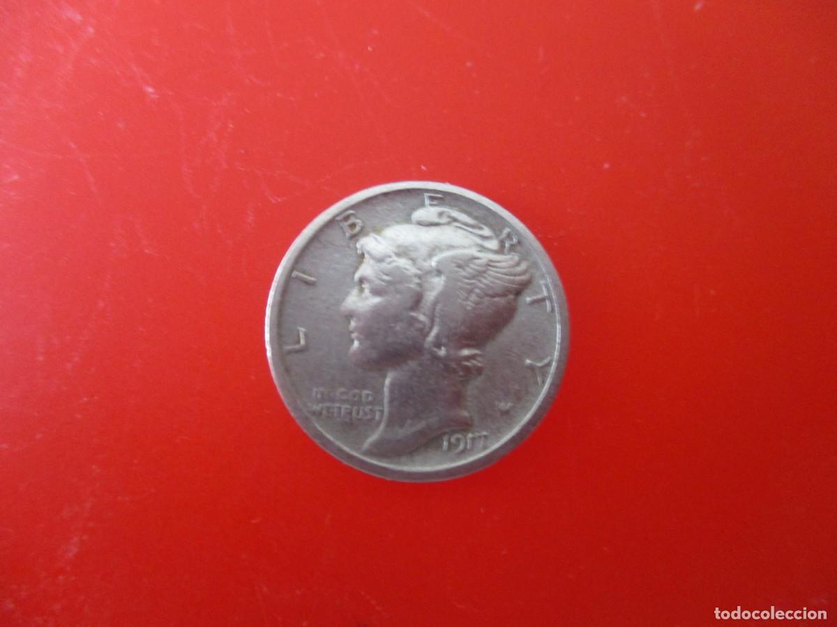 Moedas antigas da Am&eacute;rica: Estados Unidos. un dime 1917 de plata