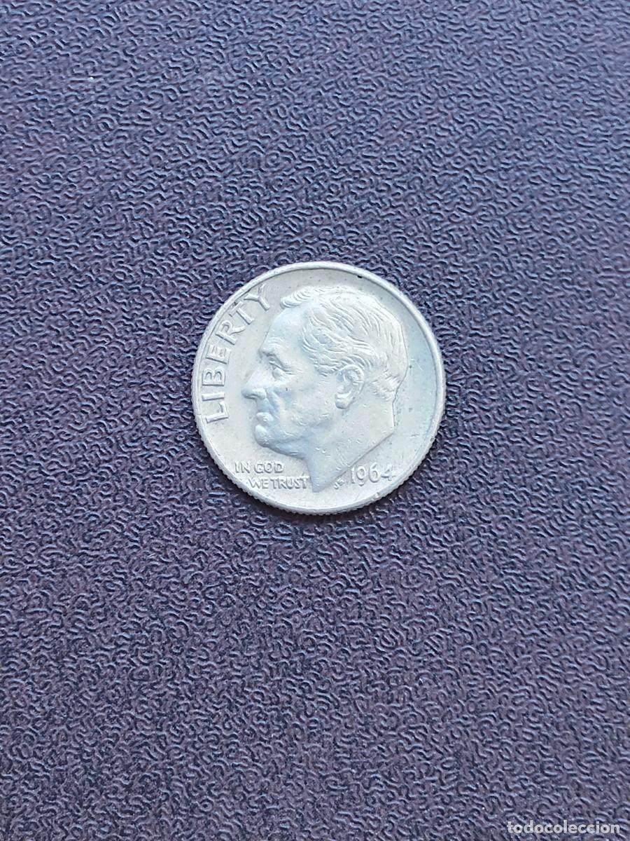 Old Coins of America: MONEDA DE ONE DIME DE ESTADOS UNIDOS DEL A&Ntilde;O 1964 (CECA D) DE PLATA.