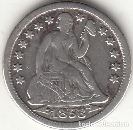 Monnaies anciennes d'Am&eacute;rique: ESTADOS UNIDOS: ONE DIME 1853 / PLATA