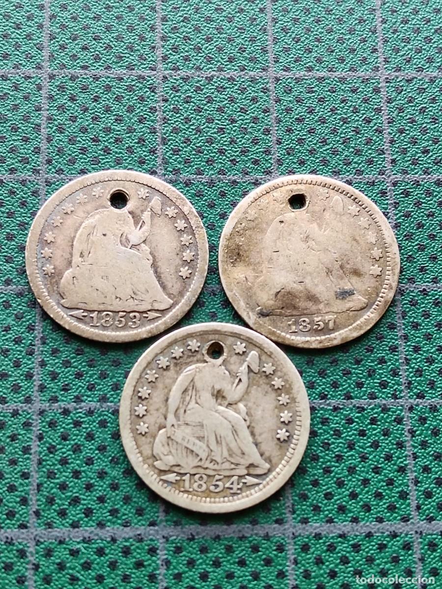 Monedas antiguas de Am&eacute;rica: ESTADOS UNIDOS: HALF DIME 1853-1854-1857 / PLATA