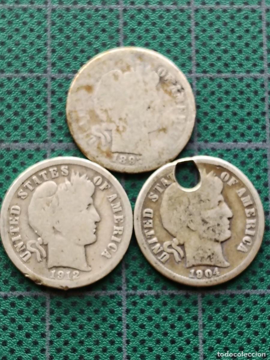 Monedas antiguas de Am&eacute;rica: ESTADOS UNIDOS: ONE DIME 1897-1904-1912 / PLATA