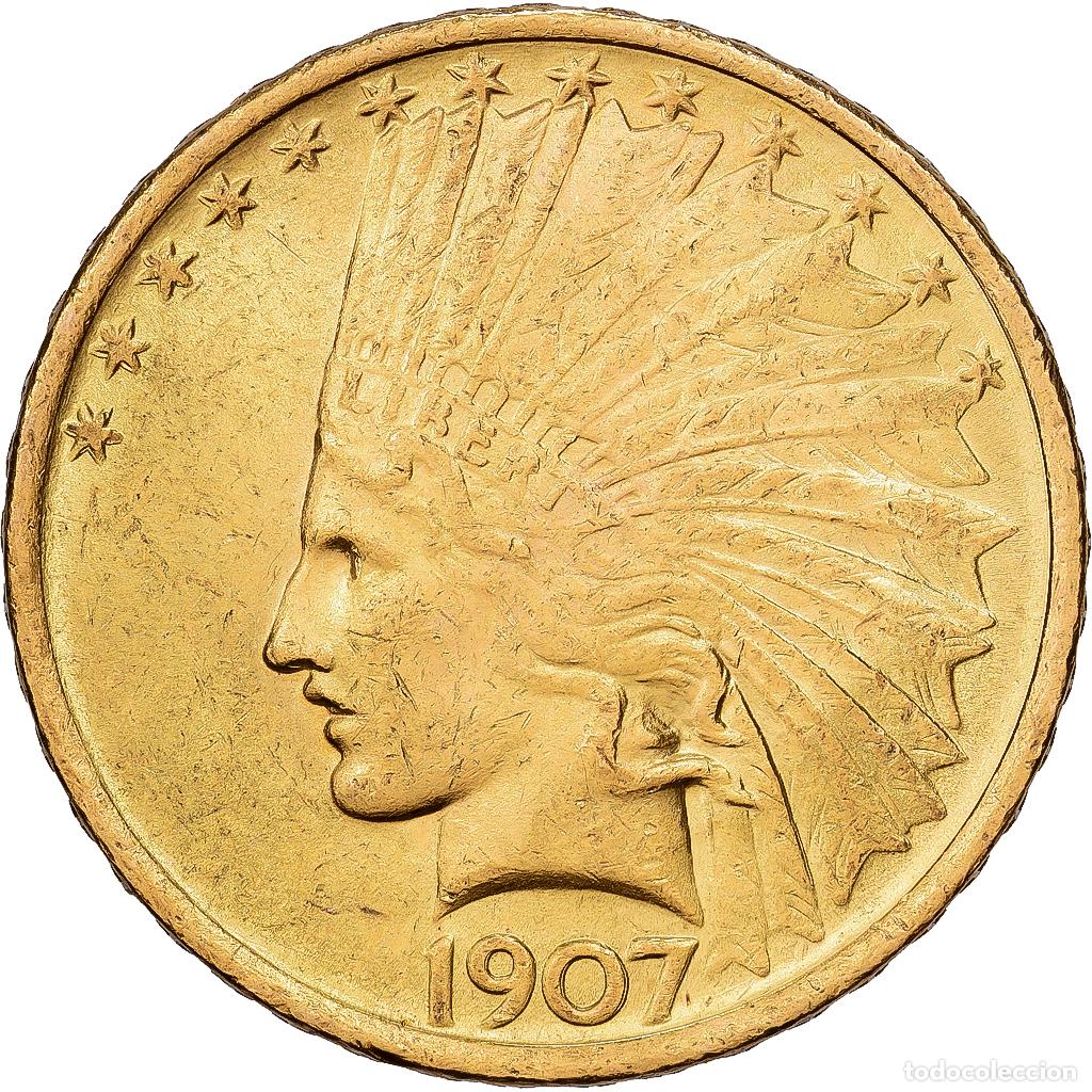 Monedas antiguas de Am&eacute;rica: [#1551128] Estados Unidos, $10, Eagle, Indian Head, 1907 (AH 1293/33), U.S. Mint, Oro