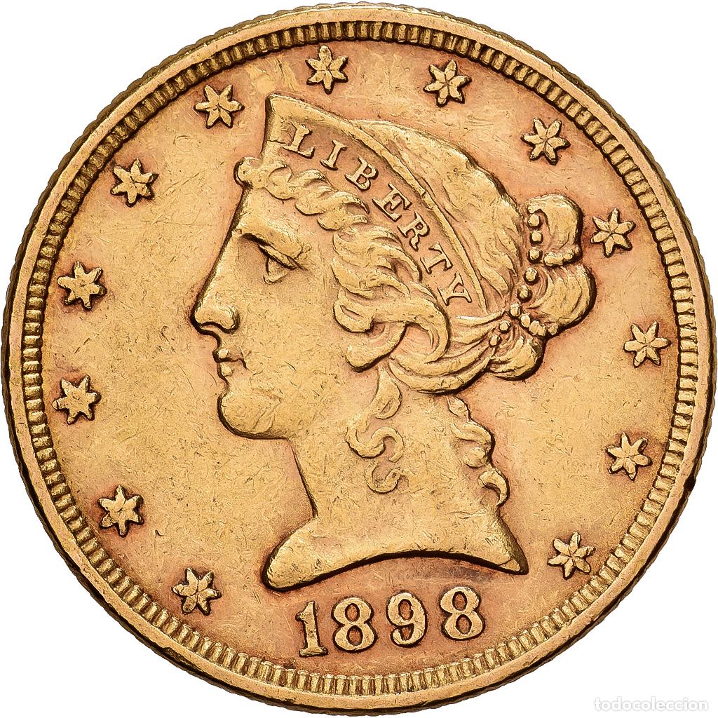 Monedas antiguas de Am&eacute;rica: [#1551170] Estados Unidos, $5, Half Eagle, Coronet Head, 1898, U.S. Mint, Oro, MBC+, KM:101