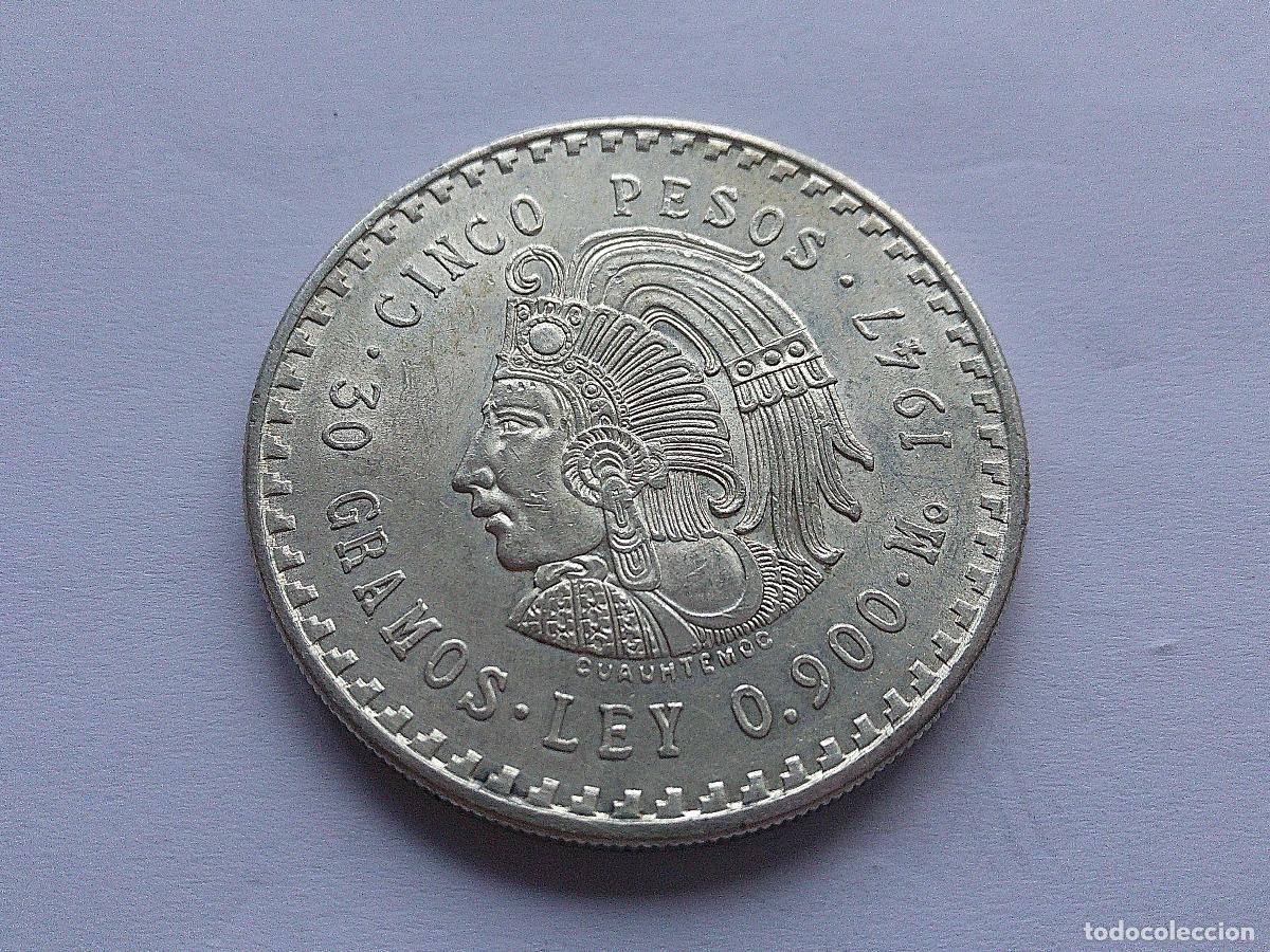 Monedas antiguas de Am&eacute;rica: Mexico 5 pesos de plata 1947 19dz28