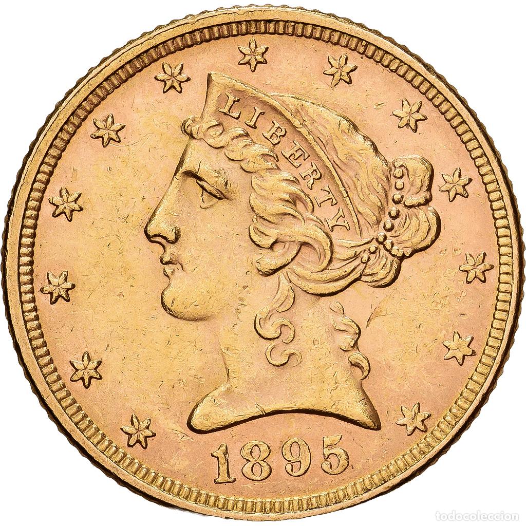 Monedas antiguas de Am&eacute;rica: [#1551169] Estados Unidos, $5, Half Eagle, Coronet Head, 1895, U.S. Mint, Oro, MBC+, KM:101