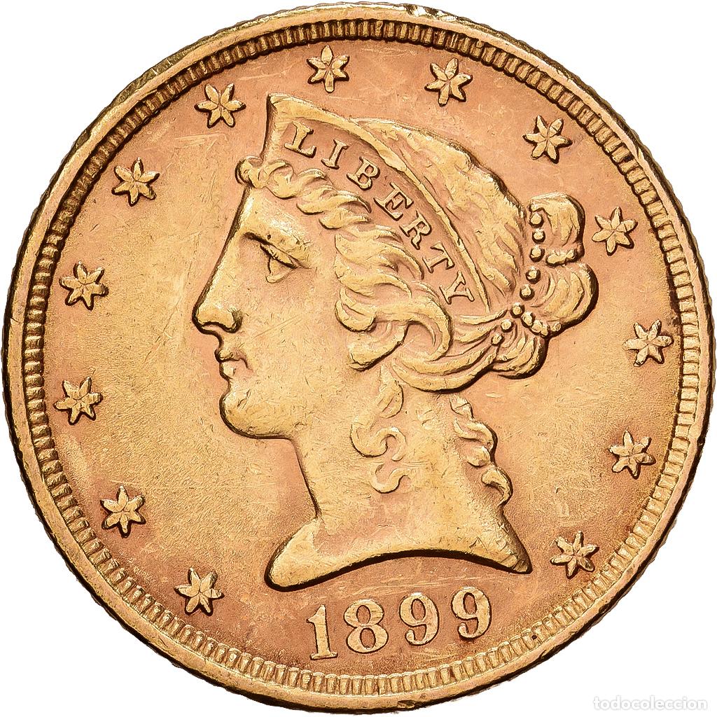 Monedas antiguas de Am&eacute;rica: [#1551171] Estados Unidos, $5, Half Eagle, Coronet Head, 1899, U.S. Mint, Oro, MBC+, KM:101
