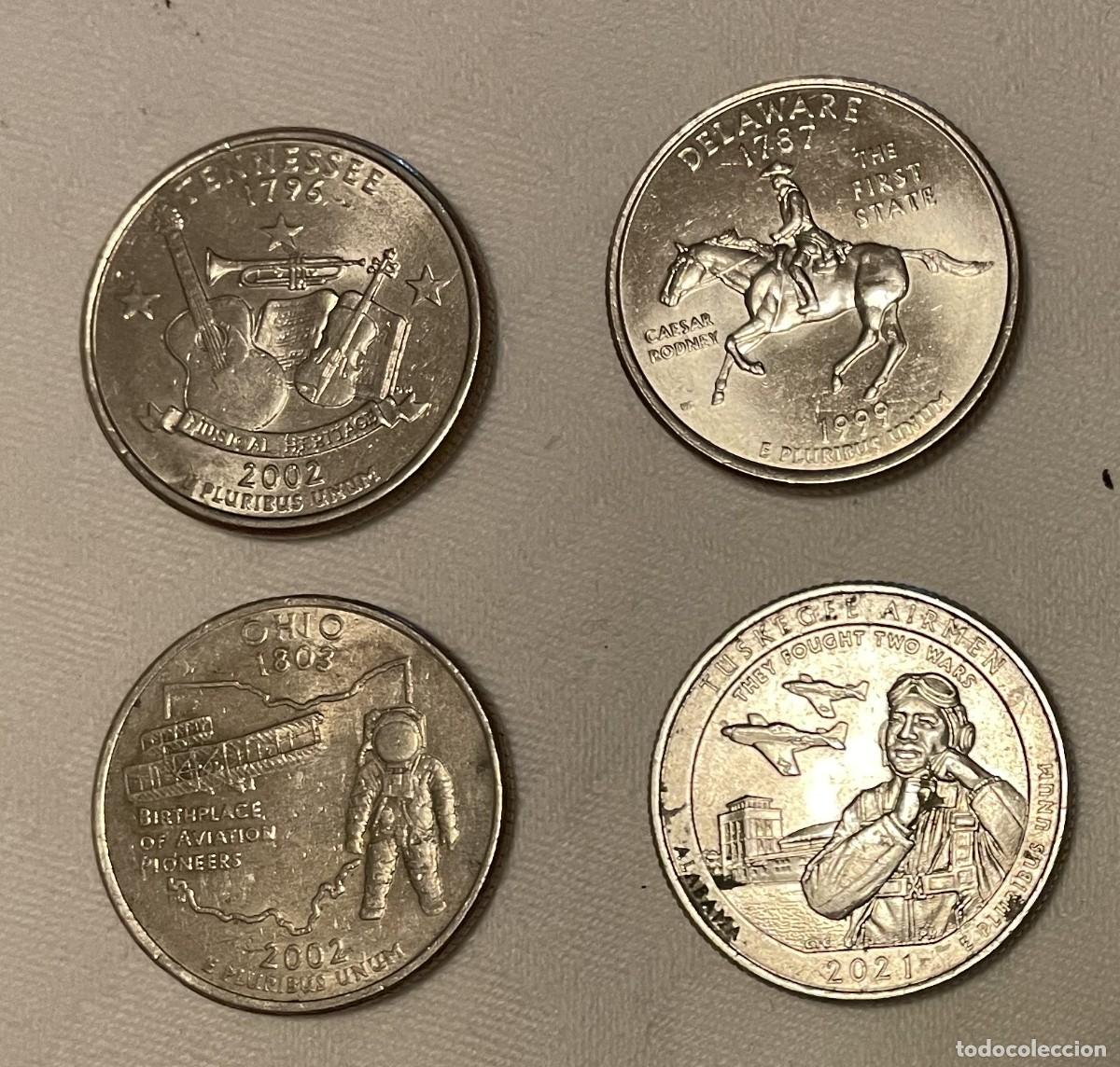 Monedas antiguas de Am&eacute;rica: 4 Monedas de Un Cuarto de Dollar - Foto 2