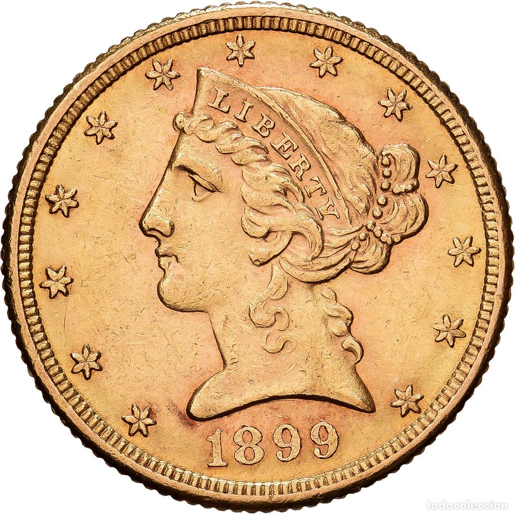 Monedas antiguas de Am&eacute;rica: [#1551172] Estados Unidos, $5, Half Eagle, Coronet Head, 1899, U.S. Mint, Oro, MBC+, KM:101