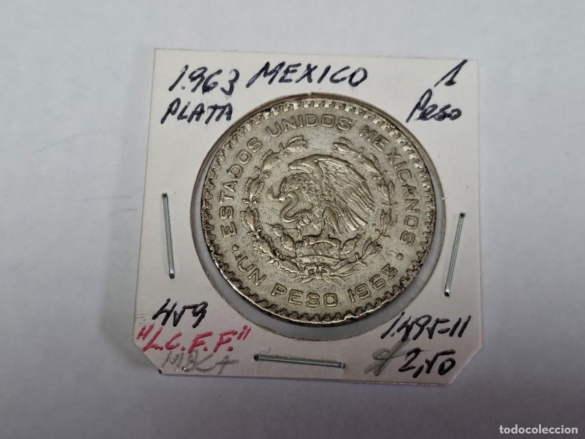 Alte M&uuml;nzen aus Amerika: 1 PESO de PLATA de 1963 KM 459 MEXICO en MBC+