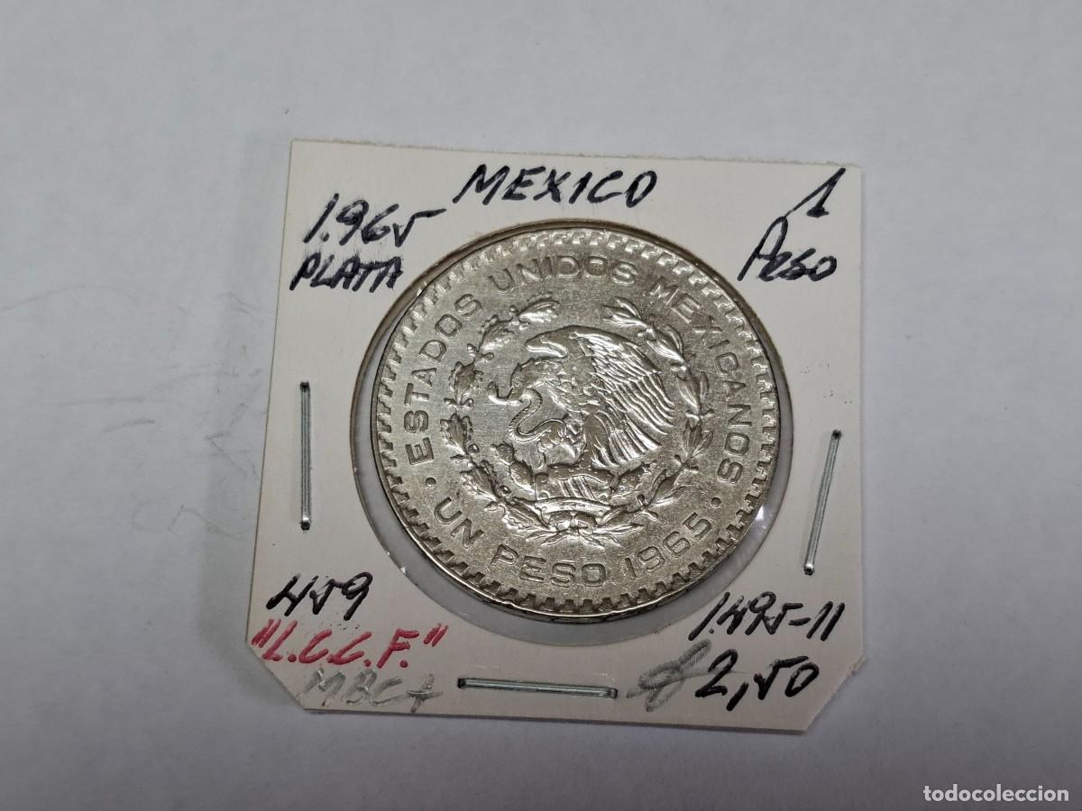Alte M&uuml;nzen aus Amerika: 1 PESO de PLATA de 1965 KM 459 MEXICO en MBC+