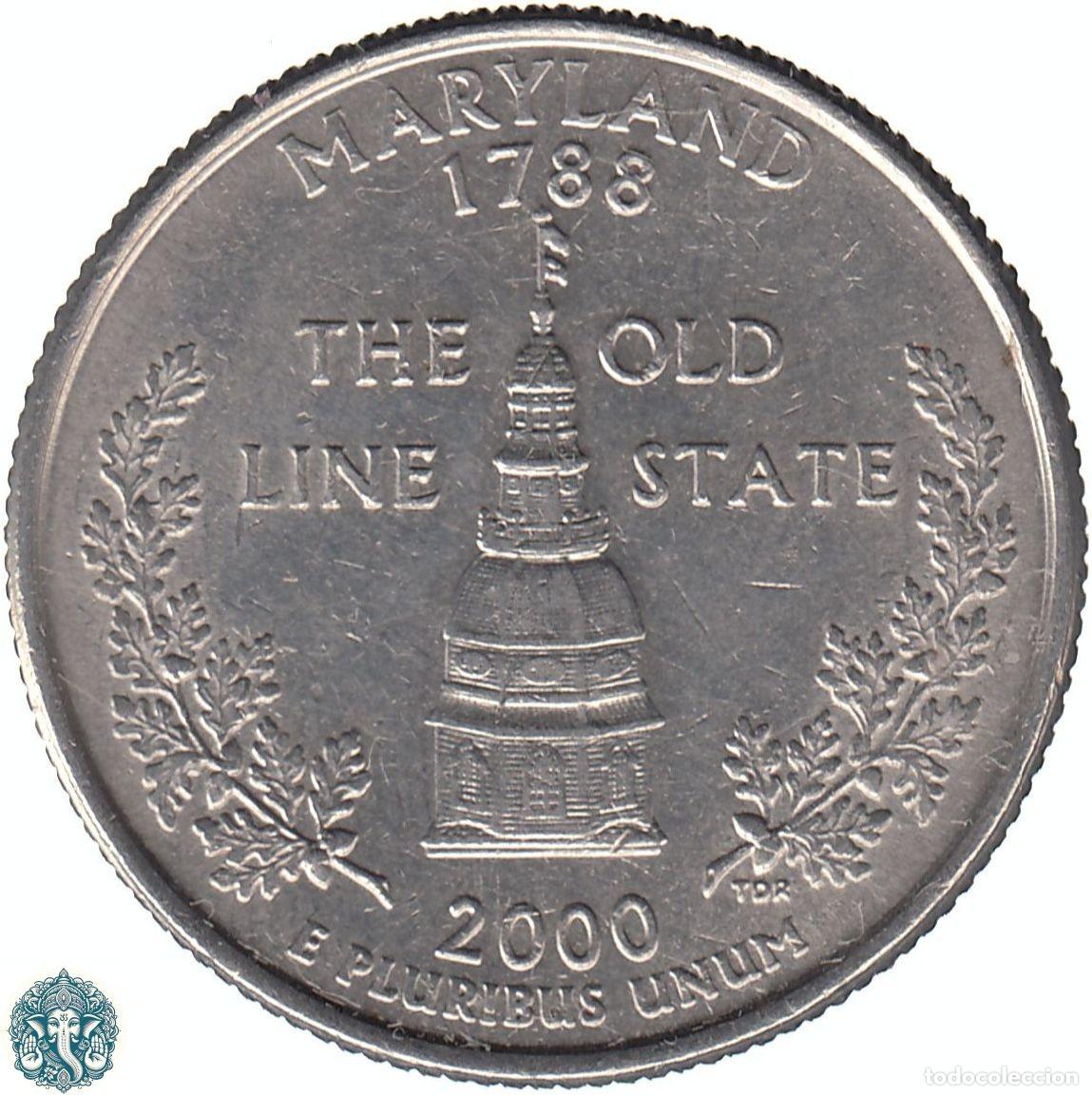 Monedas antiguas de Am&eacute;rica: ESTADOS UNIDOS &frac14; D&oacute;lar Cuarto 2000 Ceca P (Filadelfia) Estado de Maryland KM#306