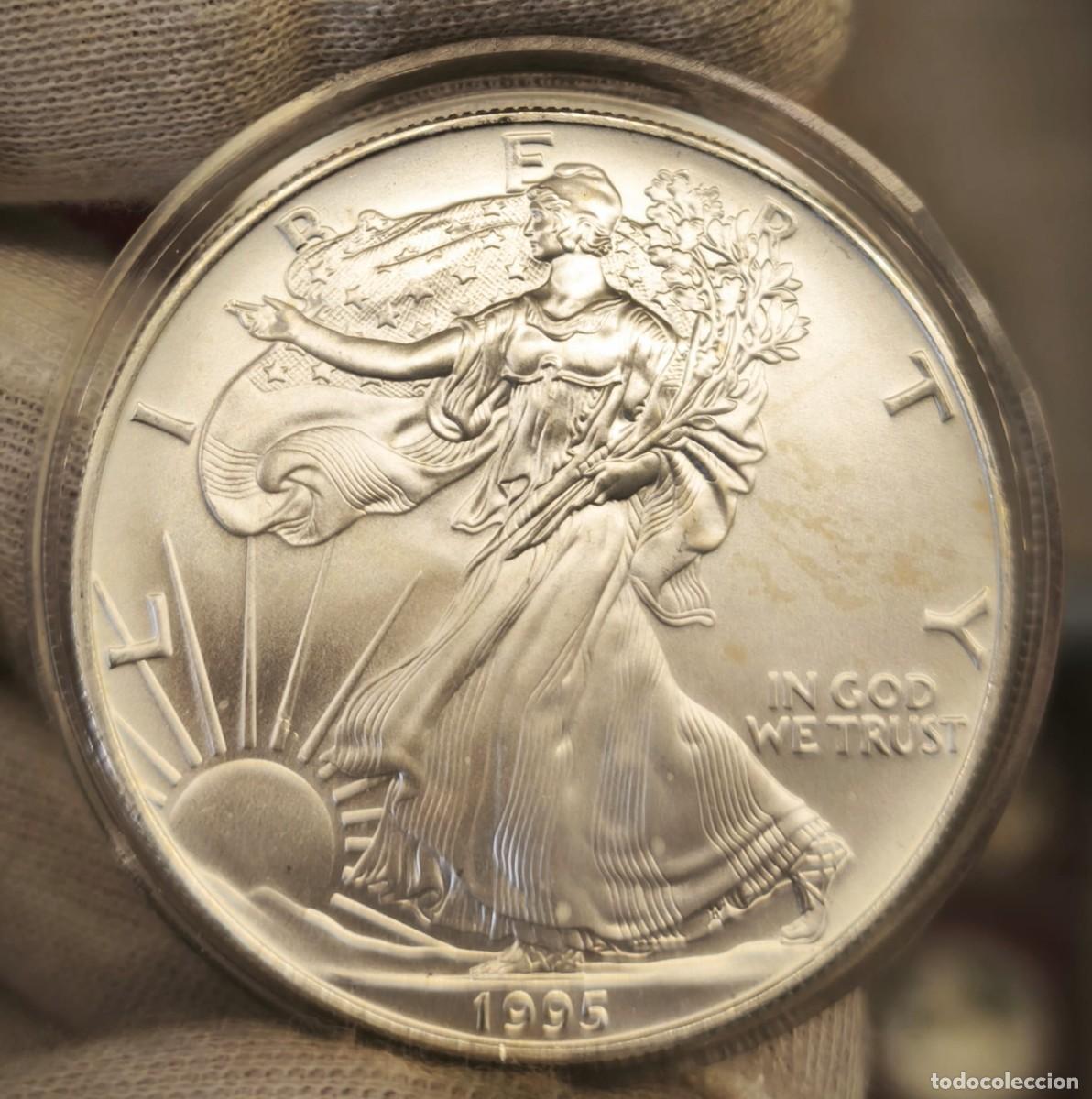 Monedas antiguas de Am&eacute;rica: Estados Unidos 1 D&oacute;lar &rdquo;American Silver Eagle&rdquo; 1995 Km 273 Onza Plata Pura