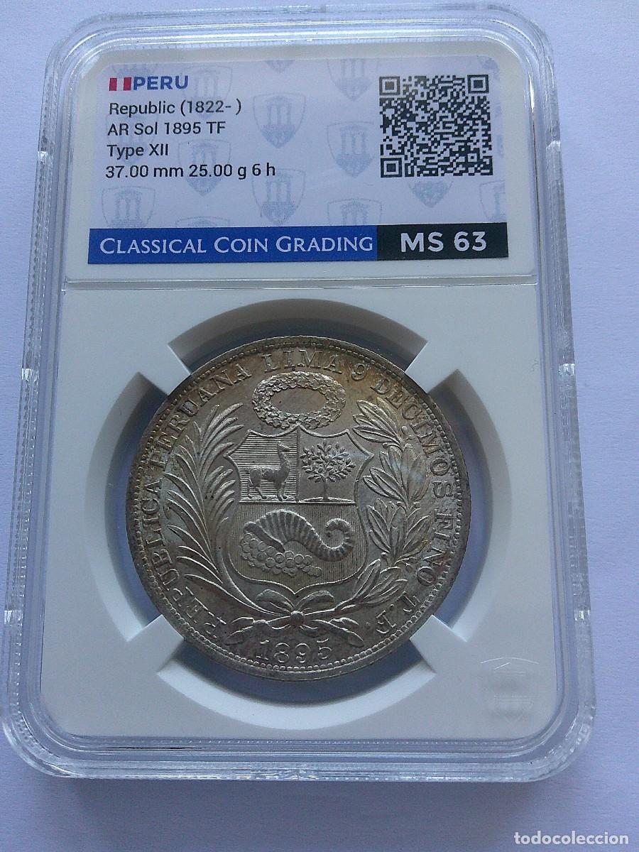 Monedas antiguas de Am&eacute;rica: Per&uacute; 1 sol de plata 1895 TF MS 63 28dz23