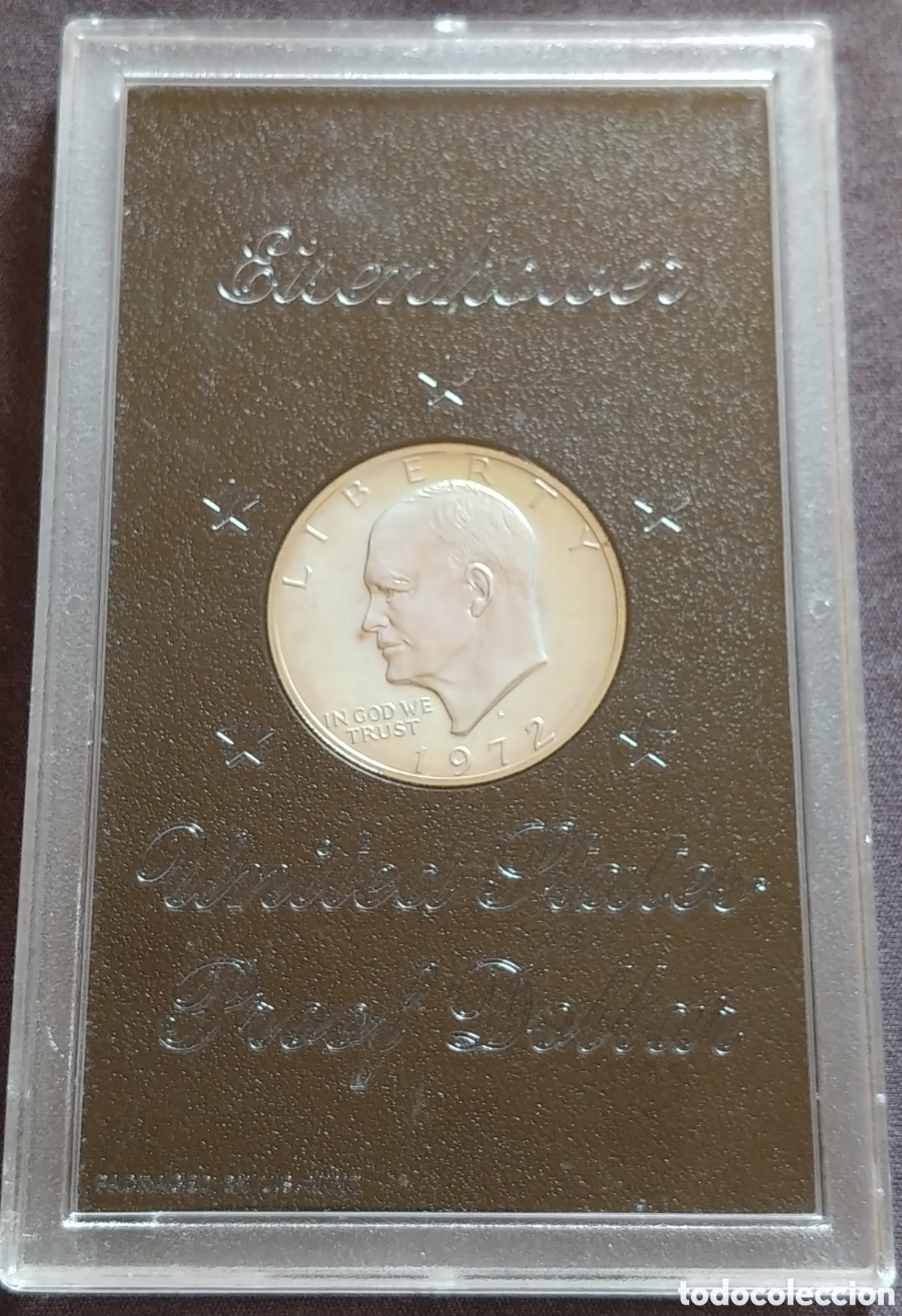 Monedas antiguas de Am&eacute;rica: Estados Unidos, &rdquo;Eisenhower&rdquo;, Proof Dollar 1972 -&rdquo;S&rdquo;, Ag .400 mls.