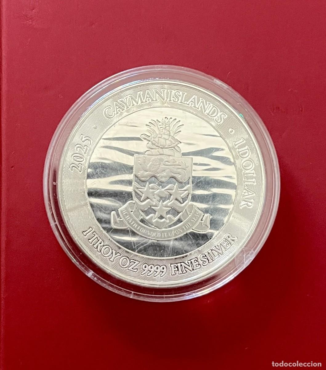 Monedas antiguas de Am&eacute;rica: 1 D&oacute;lar, Islas Caim&aacute;n 2025. Onza de Plata.