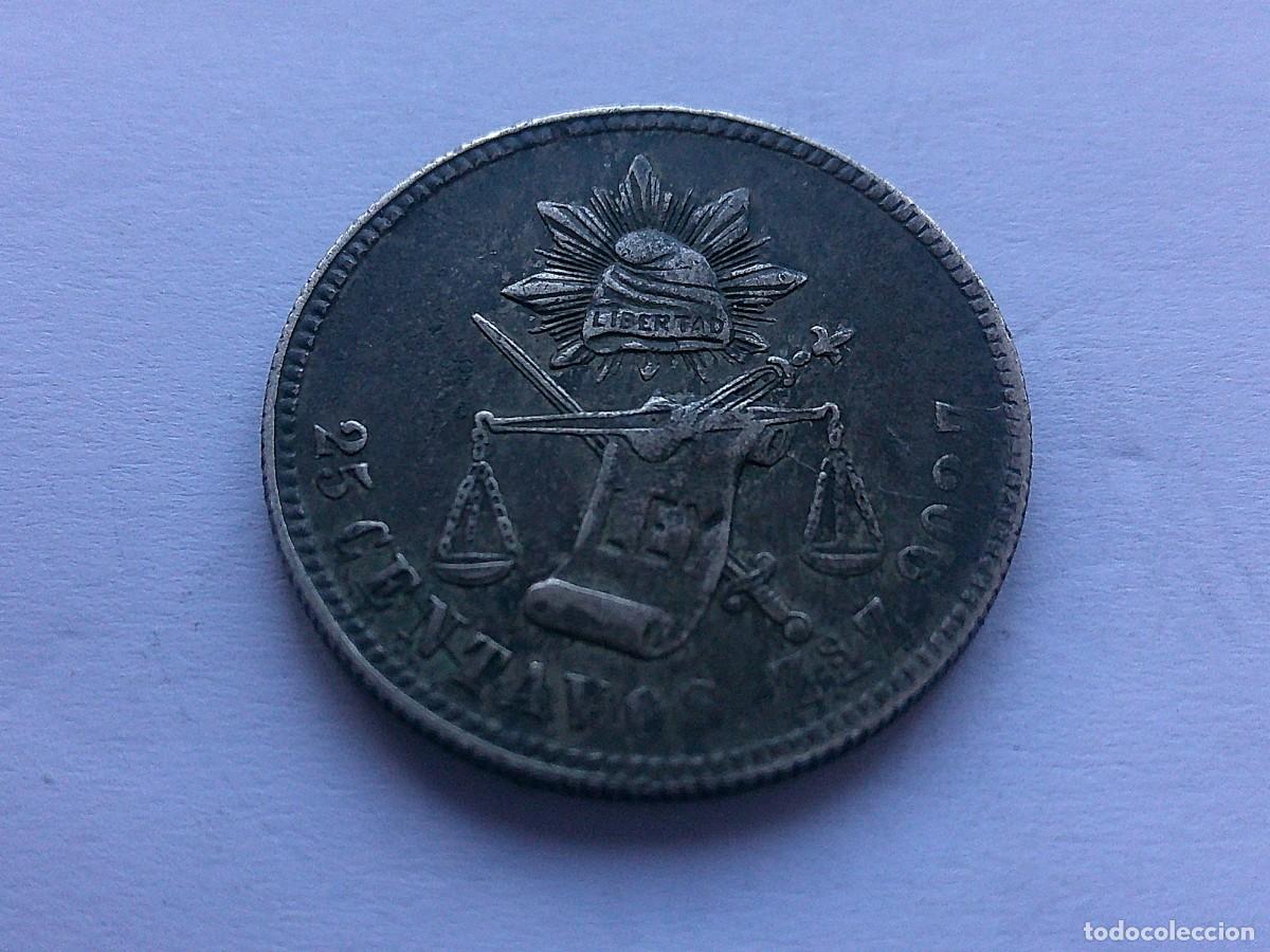 Monedas antiguas de Am&eacute;rica: M&eacute;xico Zacatecas 25 centavos de plata 1887 Zs Z 4ea28