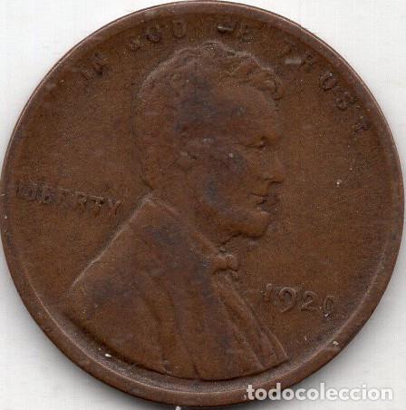 Monedas antiguas de Am&eacute;rica: ESTADOS UNIDOS 1 Cent 1920 km 132 &rdquo;Lincoln - Wheat Ears Reverse&rdquo;