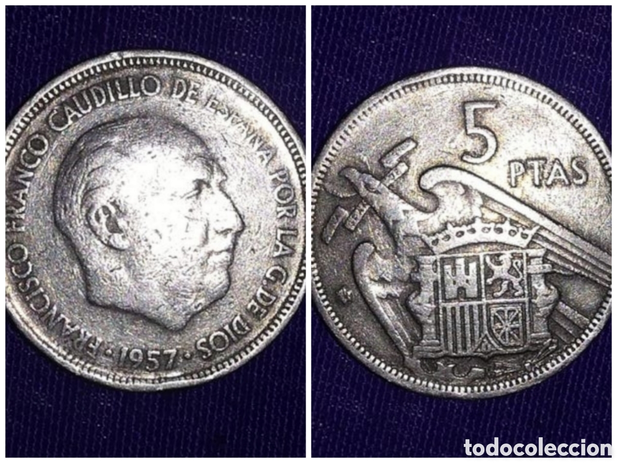 Old Coins of America: Moneda 5 Pesetas 1957*58