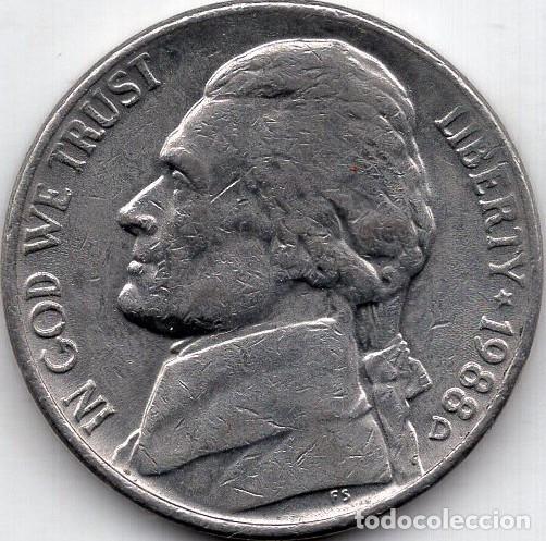 Monedas antiguas de Am&eacute;rica: ESTADOS UNIDOS 5 Cents 1988 km A192 &rdquo;Jefferson Nickel&rdquo; (1st portrait)