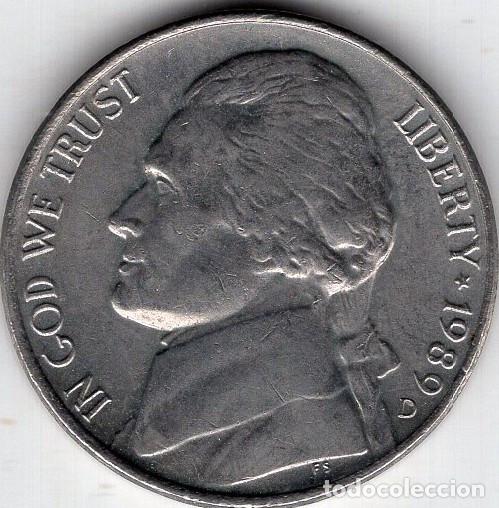 Monedas antiguas de Am&eacute;rica: ESTADOS UNIDOS 5 Cents 1989 km A192 &rdquo;Jefferson Nickel&rdquo; (1st portrait)