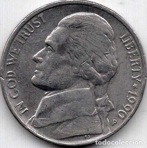Monedas antiguas de Am&eacute;rica: ESTADOS UNIDOS 5 Cents 1990 km A192 &rdquo;Jefferson Nickel&rdquo; (1st portrait)