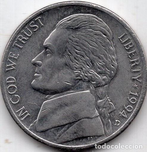 Monedas antiguas de Am&eacute;rica: ESTADOS UNIDOS 5 Cents 1994 km A192 &rdquo;Jefferson Nickel&rdquo; (1st portrait)