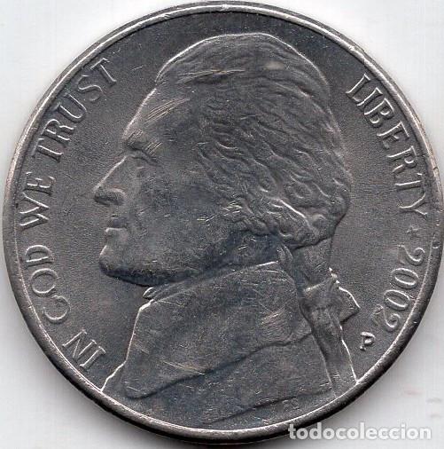 Monedas antiguas de Am&eacute;rica: ESTADOS UNIDOS 5 Cents 2002 km A192 &rdquo;Jefferson Nickel&rdquo; (1st portrait)