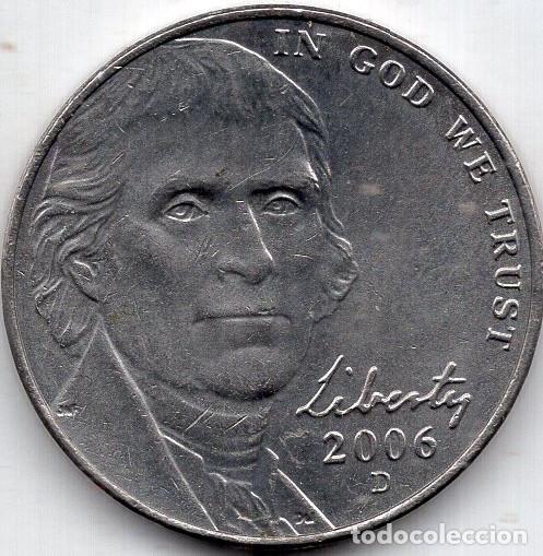 Monedas antiguas de Am&eacute;rica: ESTADOS UNIDOS 5 Cents 2006 km A192 &rdquo;Jefferson Nickel&rdquo; (2nd portrait, Return to Monticello)