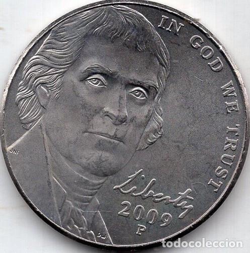 Monedas antiguas de Am&eacute;rica: ESTADOS UNIDOS 5 Cents 2009 km A192 &rdquo;Jefferson Nickel&rdquo; (2nd portrait, Return to Monticello)