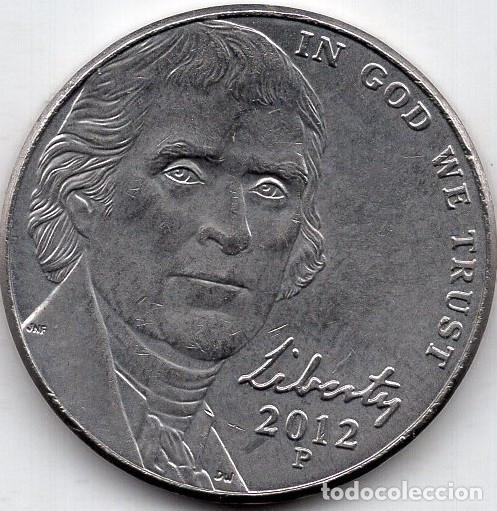 Monedas antiguas de Am&eacute;rica: ESTADOS UNIDOS 5 Cents 2012 km A192 &rdquo;Jefferson Nickel&rdquo; (2nd portrait, Return to Monticello)