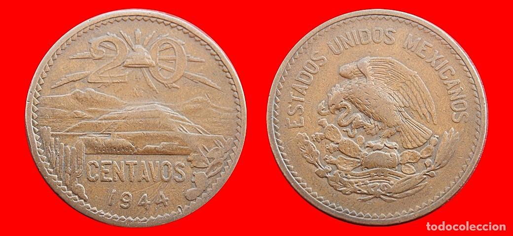 Monedas antiguas de Am&eacute;rica: 20 CENTAVOS 1944 MEXICO-150830