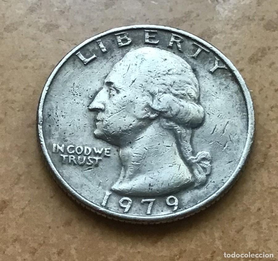 Monedas antiguas de Am&eacute;rica: 1/4 de d&oacute;lar de Estados Unidos (EEUU). A&ntilde;o 1979