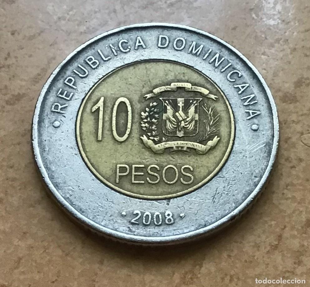 Monedas antiguas de Am&eacute;rica: 10 pesos de Rep&uacute;blica Dominicana. A&ntilde;o 2008