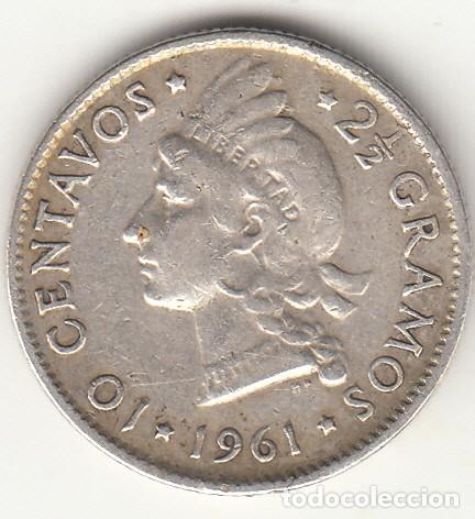 Monedas antiguas de Am&eacute;rica: REPUBLICA DOMINICANA: 10 CENTAVOS 1961 / PLATA