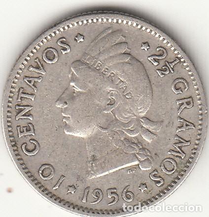 Monedas antiguas de Am&eacute;rica: REPUBLICA DOMINICANA: 10 CENTAVOS 1956 / PLATA