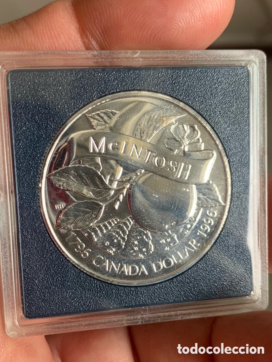 Monedas antiguas de Am&eacute;rica: Moneda 1 d&oacute;lar Canad&aacute;. 1996 Plata. 200 aniversario McIntosh. Brilliant Uncirculated.