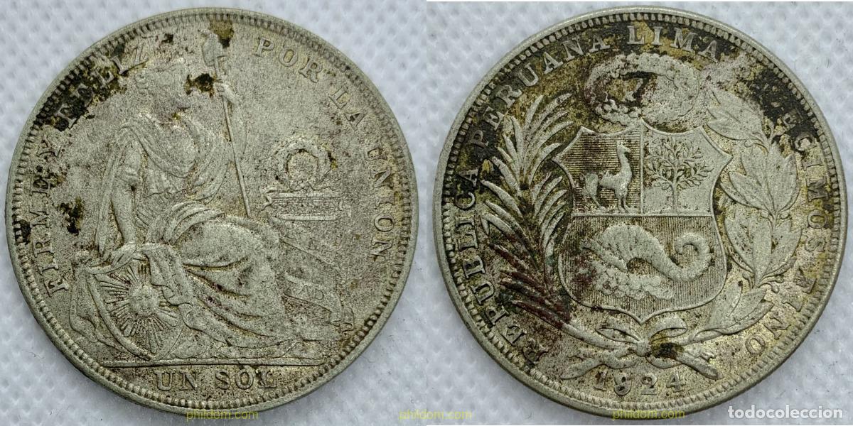 Old Coins of America: 2186 PERU 1924 UN SOL 1925 PERU 1 SILVER PLATA