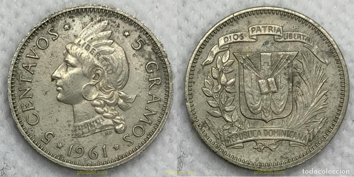 Monedas antiguas de Am&eacute;rica: 2462 DOMINICANA 1961 DOMINICAN REPUBLIC 5 CENTAVOS 1961