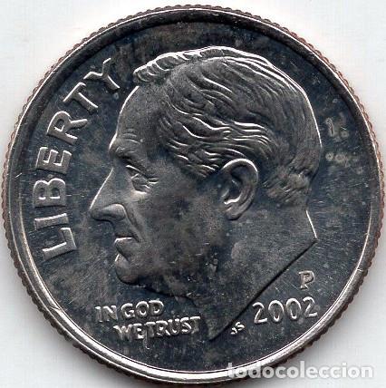 Monedas antiguas de Am&eacute;rica: ESTADOS UNIDOS 10 Cents 2002 km 195a 1 Dime &rdquo;Roosevelt Dime&rdquo;