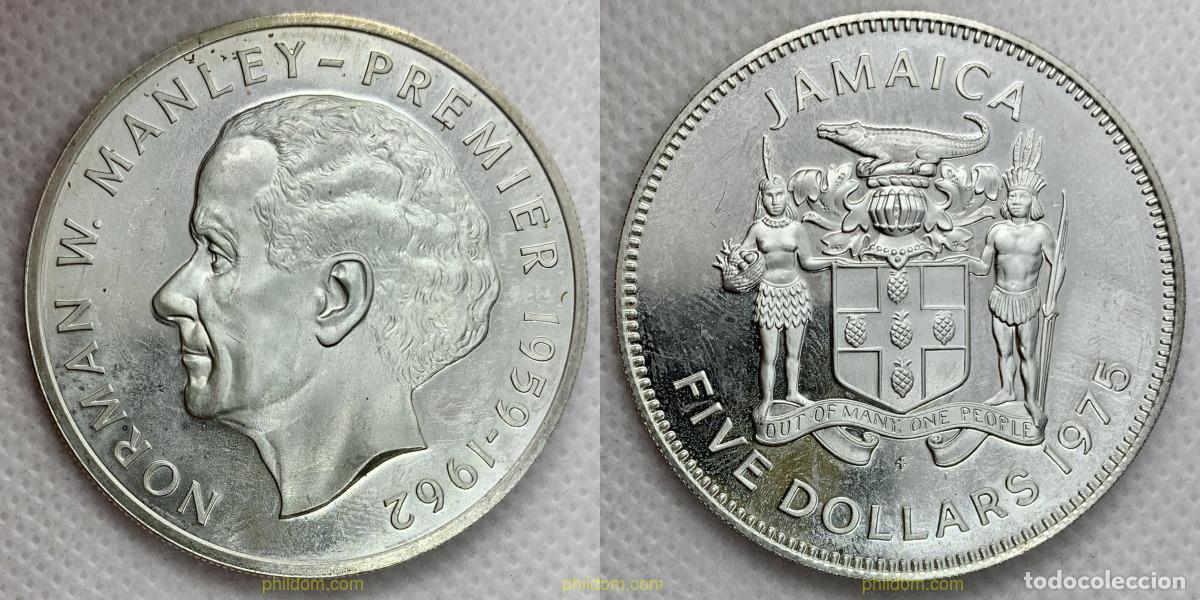 Monedas antiguas de Am&eacute;rica: 2595 JAMAICA 1975 JAMAICA 5 DOLLARS 1975