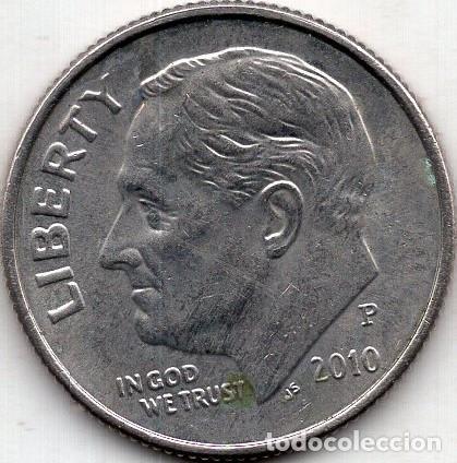 Monedas antiguas de Am&eacute;rica: ESTADOS UNIDOS 10 Cents 2010 km 195a 1 Dime &rdquo;Roosevelt Dime&rdquo;