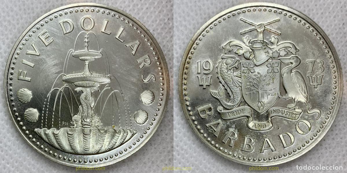 Monedas antiguas de Am&eacute;rica: 2633 BARBADOS 1973 5 DOLLARS BARBADOS 1973