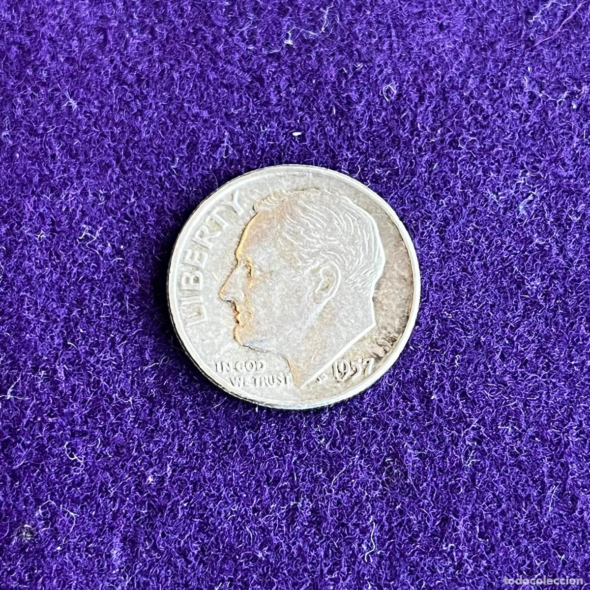 Monedas antiguas de Am&eacute;rica: MONEDA DE PLATA ESTADOS UNIDOS. USA. ONE DIME ROOSEVELT. 1957. PHILADELPHIA. 2,5GR DE 0,900.