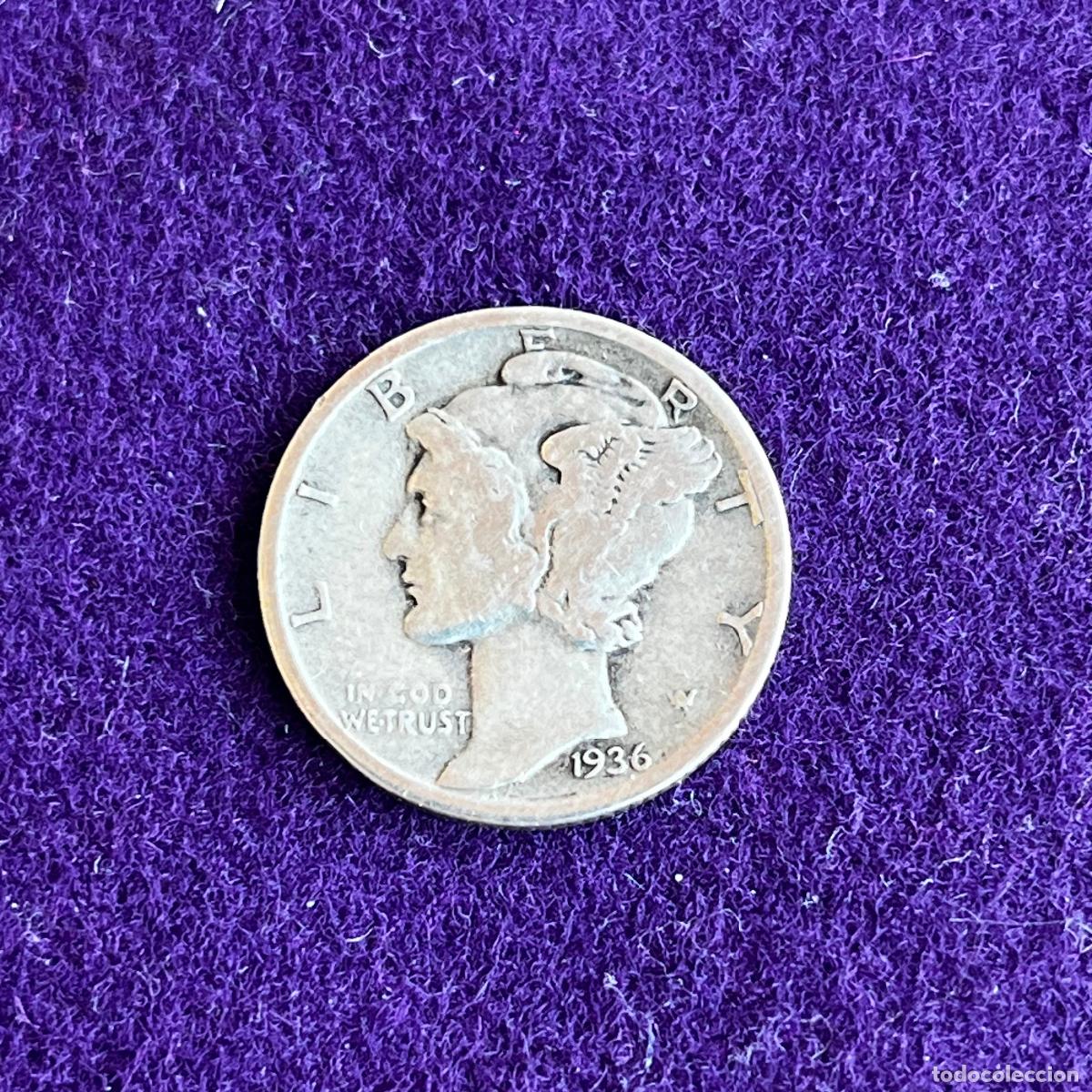 Monedas antiguas de Am&eacute;rica: MONEDA DE PLATA ESTADOS UNIDOS. USA. ONE DIME MERCURY. 1936. PHILADELPHIA. BC+. 2,5GR DE LEY 0,900.