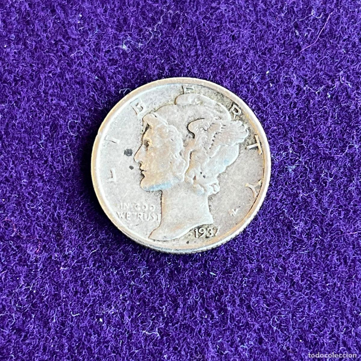Monedas antiguas de Am&eacute;rica: MONEDA DE PLATA ESTADOS UNIDOS. USA. ONE DIME MERCURY. 1937. PHILADELPHIA. MBC+. 2,5GR DE LEY 0,900.