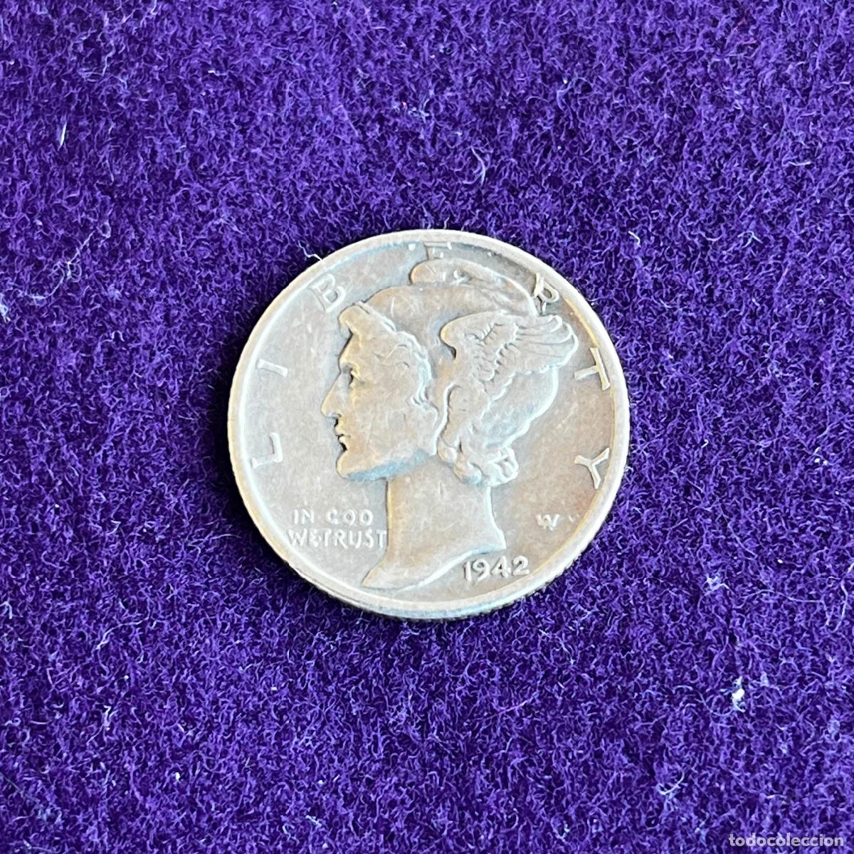 Monedas antiguas de Am&eacute;rica: MONEDA DE PLATA ESTADOS UNIDOS. USA. ONE DIME MERCURY. 1942. DENVER. MBC+. 2,5GR DE LEY 0,900.