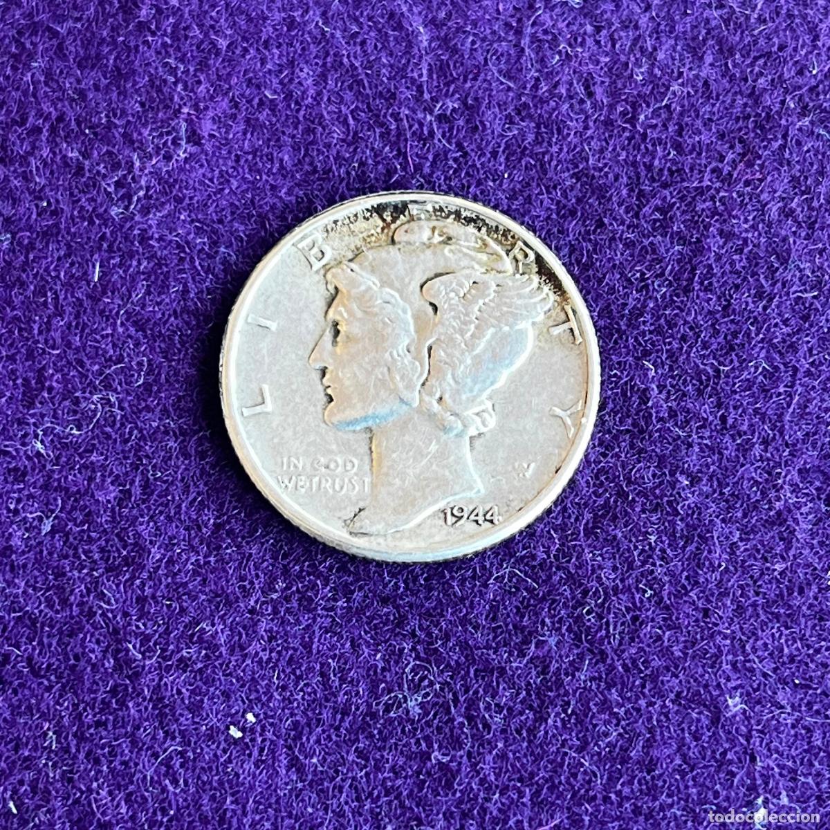 Monedas antiguas de Am&eacute;rica: MONEDA DE PLATA ESTADOS UNIDOS. USA. ONE DIME MERCURY. 1944. PHILADELPHIA. EBC. 2,5GR DE LEY 0,900.